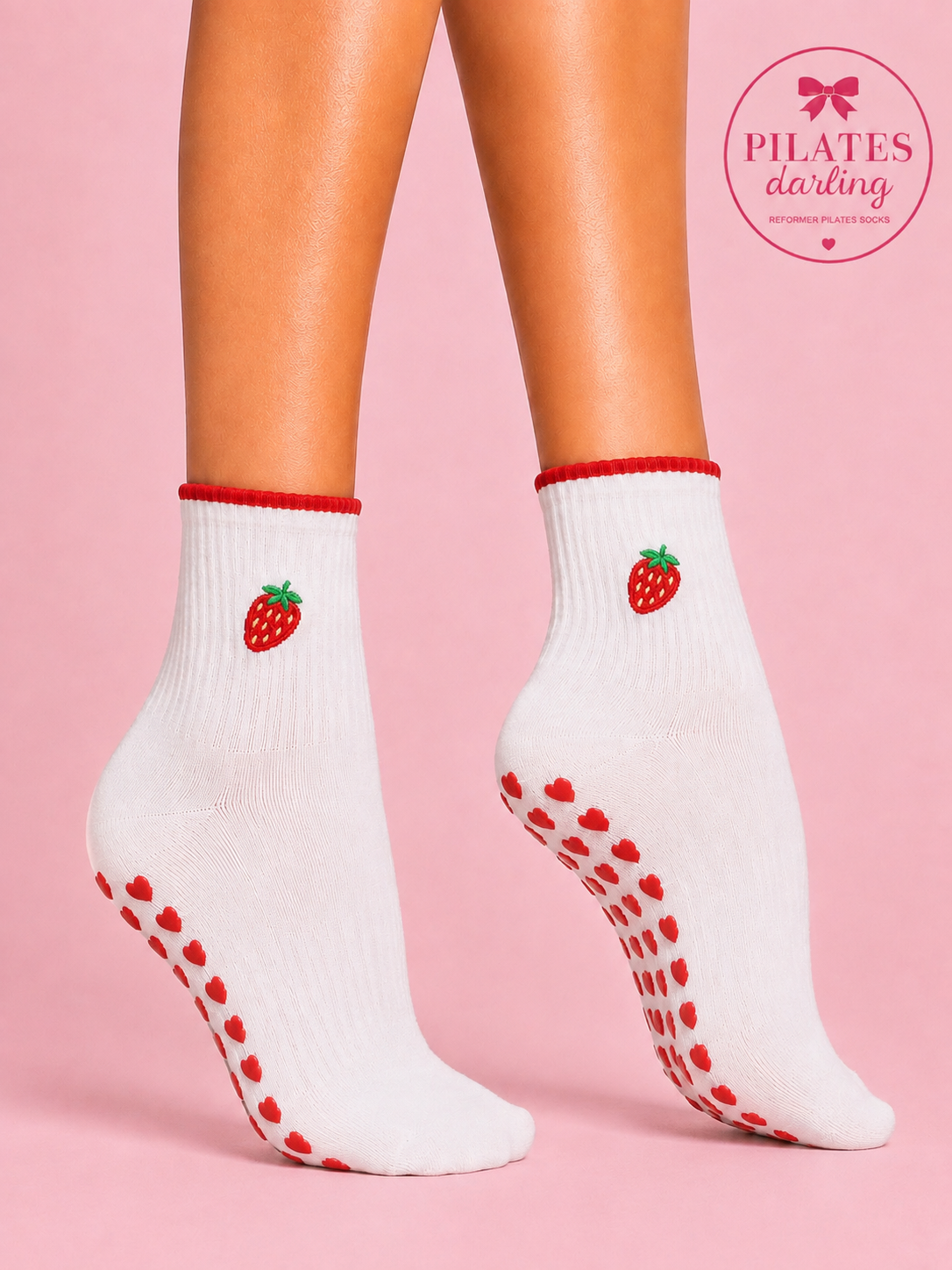 Strawberry sweetheart grippy socks